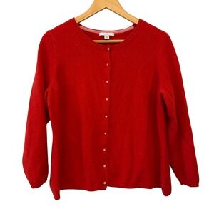 Isaac Mizrahi Live Cardigan Women 1X Red Excellent 100% Cashmere Button Front